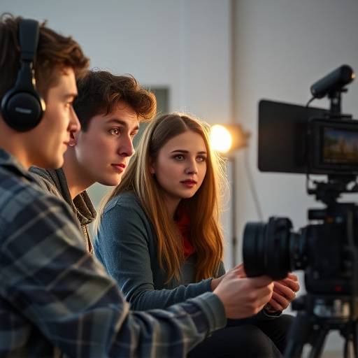 Students using professional editing software in a post-production class